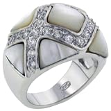 Sterling Silver Opal Cz Ring
