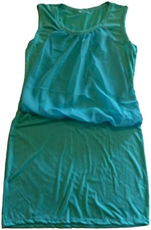 Light Blue Comfortable Round Neck Chiffon Plain Bodycon-dress, Size L