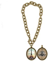 Antique Gold or Silver Tone Paris/Chandelier Oval Pendant Link Bracelet-7 IN