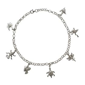 CZ Sterling Silver Nature Charm Anklet