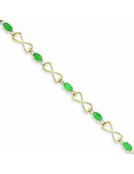 2.5 Carat 14K Gold Diamond and Emerald Oval Bracelet
