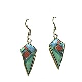 Sterling Silver Hook Earrings with Multi Stones by Roger Enterprises