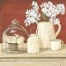 White Flowers In Pitcher With Milk Can by Cuca Garcia. Size 12.00 inches width by 10.50 inches height. High Quality Art Poster Print