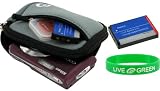 2n1 Neoprene Sleeve (Cool Grey) Case and LI-40B LI-42B 650mAh Li-Ion Battery for Olympus FE-4010 Digital Camera Dark Gray