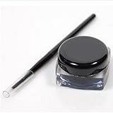 New Waterproof Eye Liner Eyeliner Shadow Gel Makeup Cosmetic + Brush Black
