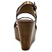 Ollio Womens Shoe Metallic Cutout Burnished Wedge Heel Sandal