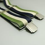 Army green Khaki black Woven Nylon mens Suspenders With X-Back genuine Leather SP1007