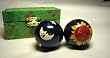 Blue Metal Balls Ancient Chinese Ball Exercise Sun and Moon