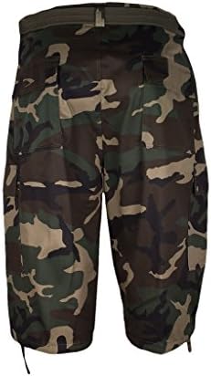 Men's BTL Camo Cargo Shorts Cotton Twill with Belt (36, Woodland Camo)