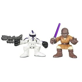 Star Wars 2009 Galactic Heroes 2-Pack Assault Battalion Clone Trooper and Mace Windu