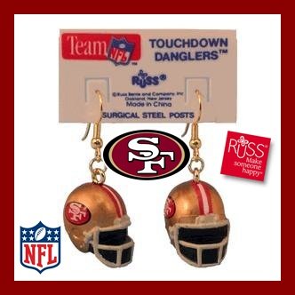 San Francisco 49ers Football Helmet Earrings New Russ Cute Rare