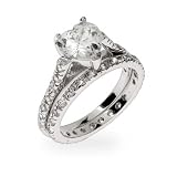 Eve's Addiction Sterling Silver Heart Shaped CZ Engagment Ring Set