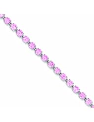 Sterling Silver 7.25inch Pink CZ Bracelet : Length 7 in