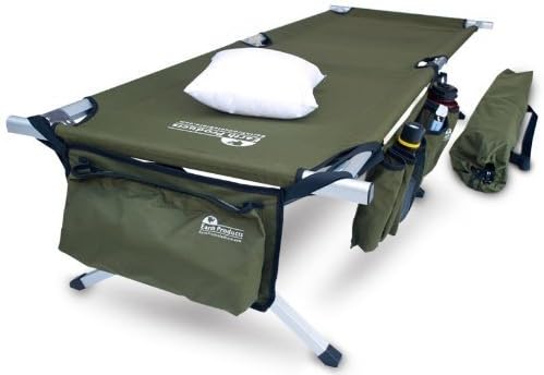 Earth Products Jamboree Military Style Folding Cot with Free Side Storage Bag System and Pillow (Green) by EARTH PRODUCTS STORE