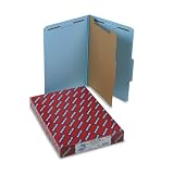 Smead 18730 Smead Pressboard Classification Folders, Legal, 4-Section, Blue, 10/Box
