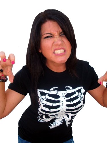 Juniors Funny Rib Cage Skeleton Halloween Costume Goth Punk Horror EMO T-Shirt