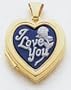 14kt Gold Blue Cameo Heart Locket - XL331