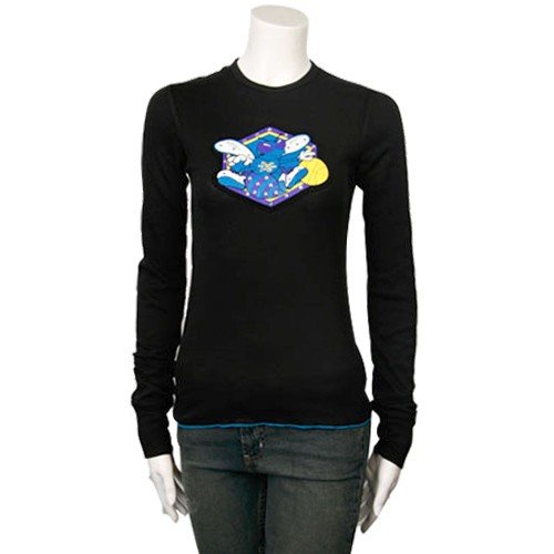 Majestic Threads New Orleans Hornets Ladies Black Swarovski Crystal Contrast Hem Baby Long Sleeve T-shirt (Large)