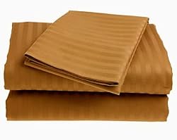 600 Thread Count Sateen Stripe Egyptian Cotton Pillow Case King Size (Copper)