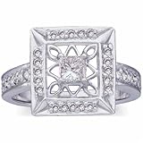 0.50 Ct.T.W. Princess Cut and Round Cut Diamonds in 14Kt. White Gold. Diamond Square Fashion Ring