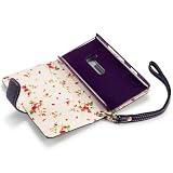 NOKIA LUMIA 900 PURPLE PREMIUM PU LEATHER WALLET CASE WITH FLORAL INTERIOR, IN QUBITS RETAIL PACKAGING