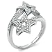Sterling Silver Cubic Zirconia 2 Star CZ Fashion Ring - size 5
