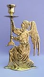 Angel Candle Holder - Shiny Brass - 9-3/4 inch