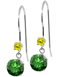 1.23 Ct Round Green Diamond Canary Diamond 14K White Gold Earrings