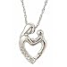 10K White Gold Diamond Mother and Child Pendant with Necklace 16" (0.03cttw, H Color, SI Clarity)