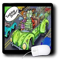 Londons Times Funny Bugs and Slugs Cartoons - Ladybug Drivers - Mouse Pads