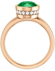 14K Rose Gold 10.00x8.00mm Oval Cut Chatham Created Emerald and Diamond Ring -- LIFETIME WARRANTY