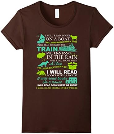 Women's I Will Read Books Here Or There Shirt - Reading Shirts Large Brown