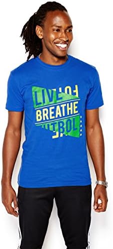 Live Breathe Futbol Men's Brazil Tee Shirt (Medium) - 5 World Cup Wins!