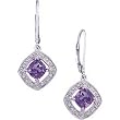 14kt White Gold Amethyst and Diamond Fashion Earrings
