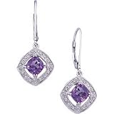 14kt White Gold Amethyst and Diamond Fashion Earrings