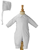 Hand Smocked Pin Tucked, Long Sleeve, Long Pant Christening Baptism Coverall