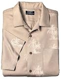 NEW Port Authority Signature - Palm Tree Jacquard Camp Shirt Khaki-L