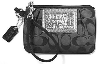 Coach Signature Poppy Op Art Wristlet Case Bag for IPOD 42885 Black