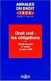 Revue Editions Dalloz - Sirey  / Droit civil: Les obligations. DEUG de droit 2e année, session 1996