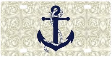 12" X 6" Metal License Plate for Car with Anchor Design Sale for cheap,Car Plate Silver Trim