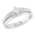 14K White Gold 1/4 Carat Raised Band Diamond Bridal Ring Set
