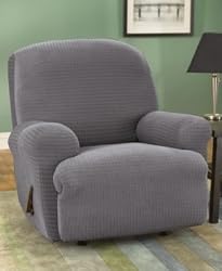 Stretch Grid Recliner Slipcover - Black