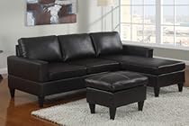 Big Sale Cannes Reversible Left / Right Sectional Couch with Free Ottoman in Faux Leather (Espresso)