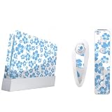 Wii 表面保護シール　ニンテンドーWii　本体用シールとコントローラー用シール　≪ターコイズ ハイビスカス≫の画像