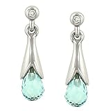 Aquamarine Briolette & Diamond Dangle Earrings .02cttw