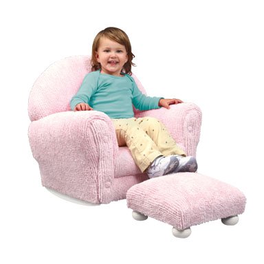 Kitchen: Pink Chenille Rocker with Ottoman Set By KidKraft