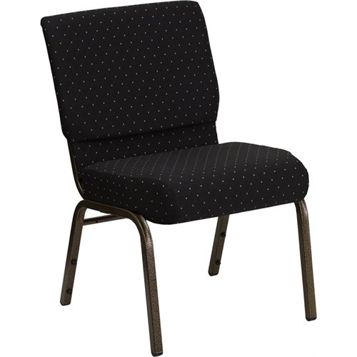 HERCULES Series 21 Extra Wide Stacking Church Chair with 4 Thick Seat Black Dot Patterned/Gold Vein Frame