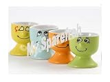 KI 4er Set Eierbecher funny face Porzellan