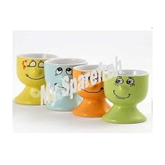 KI 4er Set Eierbecher funny face Porzellan