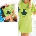 BellaDonnaModen Sleepshirt Bigshirt Nachthemd Kurz Frosch Kiwi